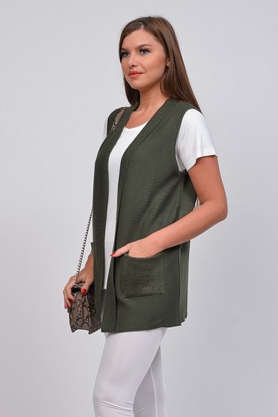 TUSSE Silvery Knitted Large Size Vest with Sleeves and Collar