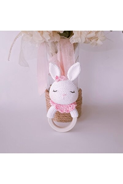 CARMELİNA خشخيشة أرنب 100% محبوكة يدويًا