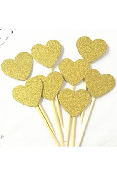 Dipak مسواك على شكل قلب إيفا لامع ذهبي اللون 10 قطع