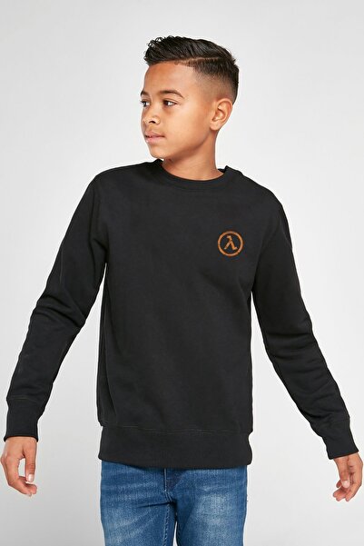 QIVI Unisex Kids Black Half Life Logo Printed Sweatshirt