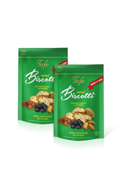 TAFE Lif Kaynağı Bademli Ve Üzümlü Mini Biscotti Kıtır Kurabiye 150g X 2
