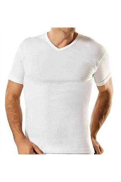 Tutku Men's Rib Tank Top - V-Neck, Half Sleeve, 100% Cotton