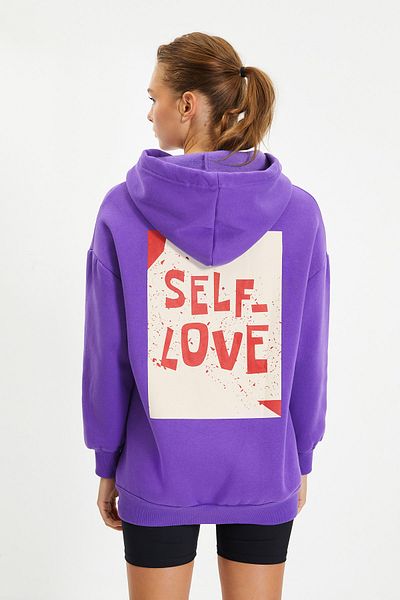 Trendyol Collection Fialová Zadní potisk Detailní Oversize/Wide Fit Silný fleece Uvnitř Pletená mikina TWOAW22SW0687