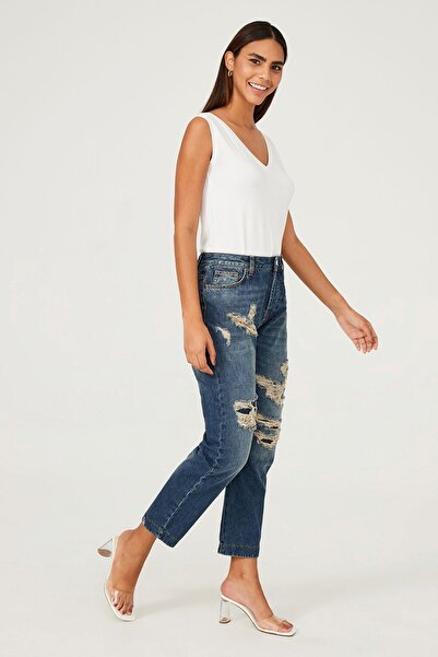 TWIN SET Kadın Yırtık Jeans