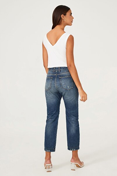 TWIN SET Kadın Yırtık Jeans