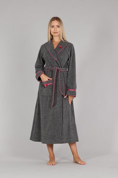 B One Women's Smoked Belted Shepherd Stitched Long Fleece Dressing Gown