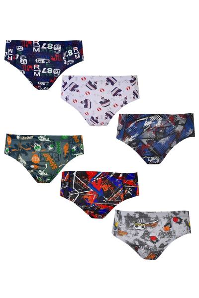 Dondeza Set de 6 chiloți pentru băieți, cu model colorat, imprimați