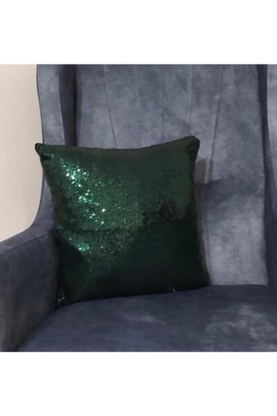 YILMAZHOME Pullu Payetli Kırlent Kılıfı - Asker Yeşili