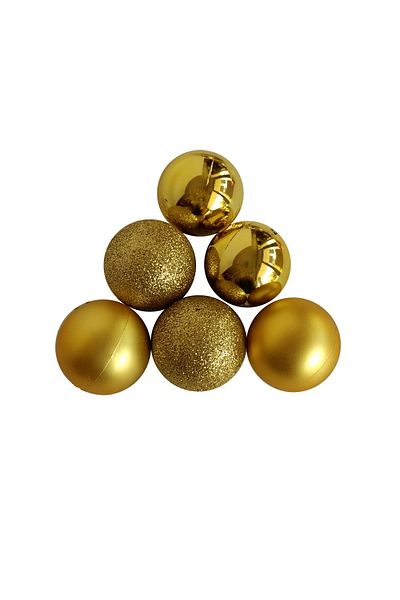 funworld Christmas New Year Ornament Pine Tree Ornament Ball 3.5 Cm 6-Piece Gold