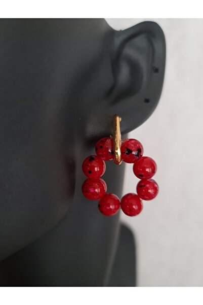 HOSBUTIK Gold Red Color Earrings