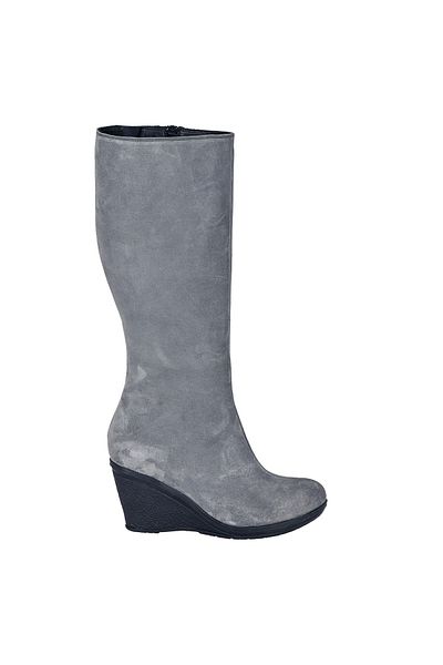 Moosefield Γυναικείες μπότες από γνήσιο δέρμα Wedge Heel Grey