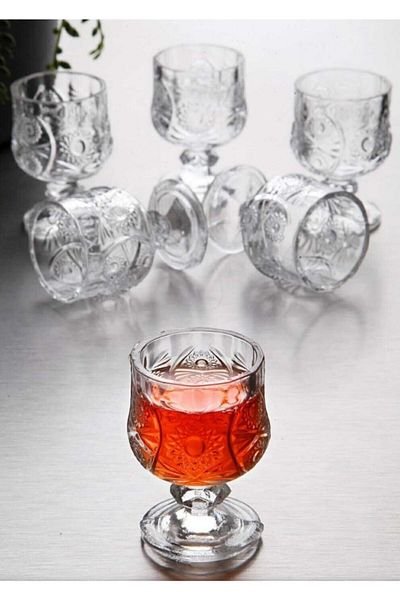 EbruliHomeArt Crystal Mini Coffee Side Water Cup Mini Goblet for 6 People