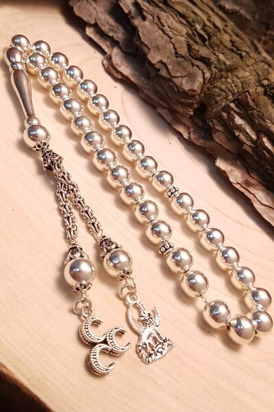 OTTOTESBİH Erkek Hediyelik Gümüş Tesbih, 3 Hilal Tesbih, Bozkurt Tesbih