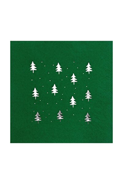 Story مجموعة من 16 منديل ورقي ملون باللون الأخضر الداكن مقاس 33 × 33 سم بأشجا...