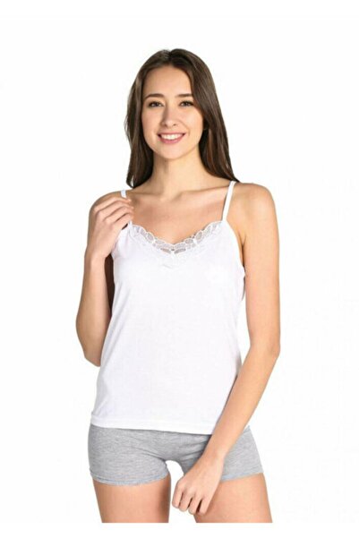 Tutku Kadın Ip Askılı Güpürlü Atlet 2'li / Beyaz