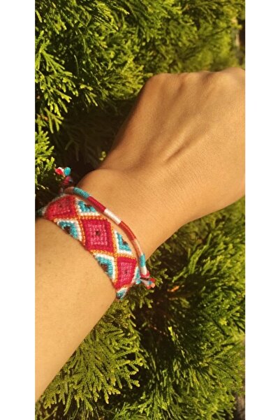 Şengül El Emeği Ip Örgü Makrome Bileklik 2'li Takım