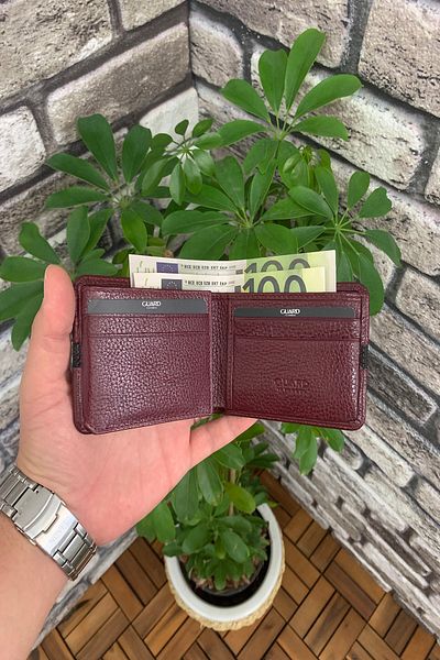 GUARD Striped Claret Red Leather Wallet