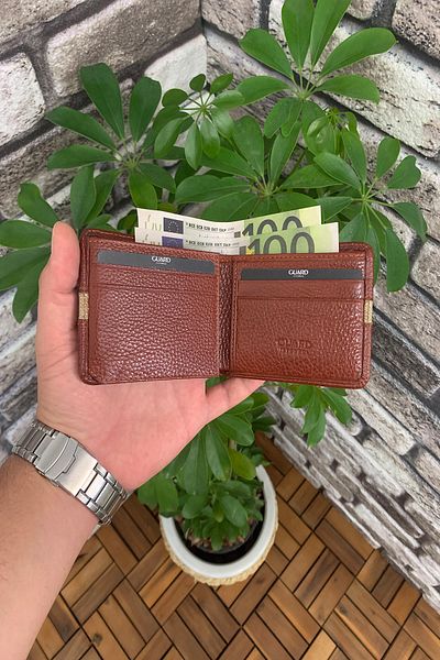 GUARD Striped Tan Leather Wallet