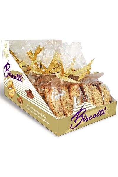 TAFE Biscotti Crispy Cookies with Almonds and Grapes 80g X 12 Pieces