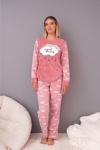 Altınay Sweet Dreams Pink Women's Fleece Pajama Set