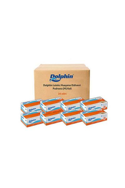 Dolphin Latex Powder-Free Exam Gloves White Medium 100 Pieces 1 Box (20 Packs)