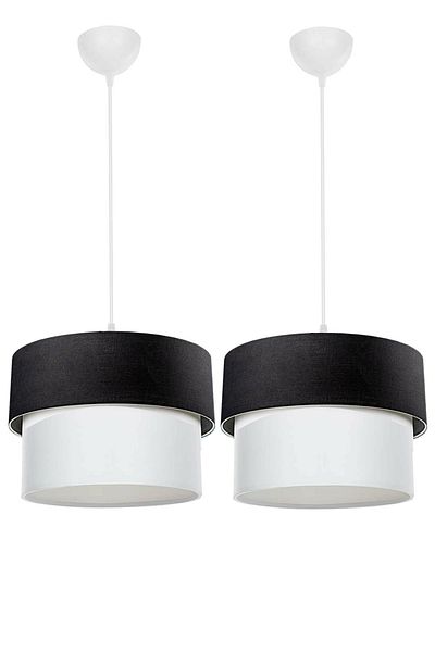 EvLight 2-Piece Cake Pendant Lamp Chandelier / Black