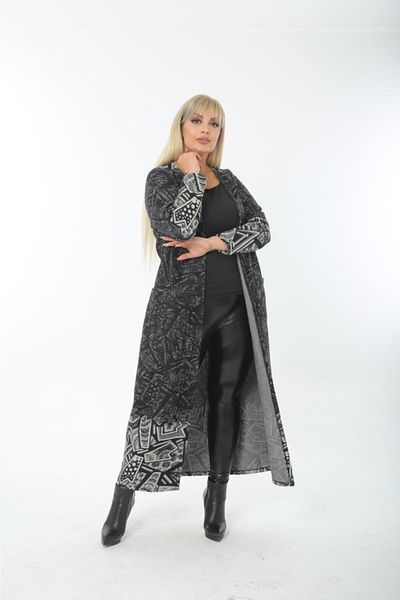 ZTO Plus Size Patterned Long Cardigan