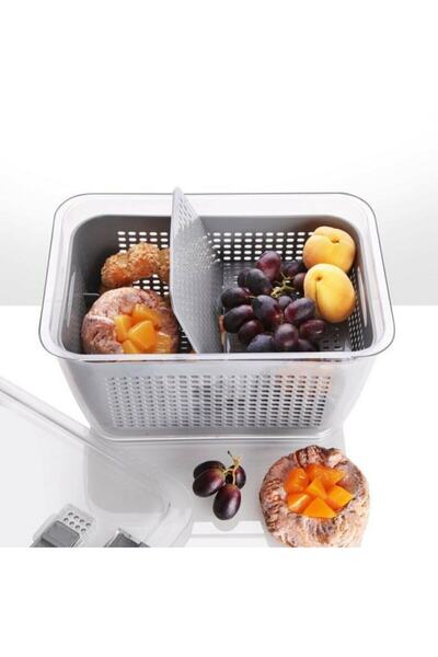 bigpapel طقم مكون من 3 قطع منظم ثلاجة مكيف مع مصفاة وحاوية تخزين - 2.5 لتر/5 ...