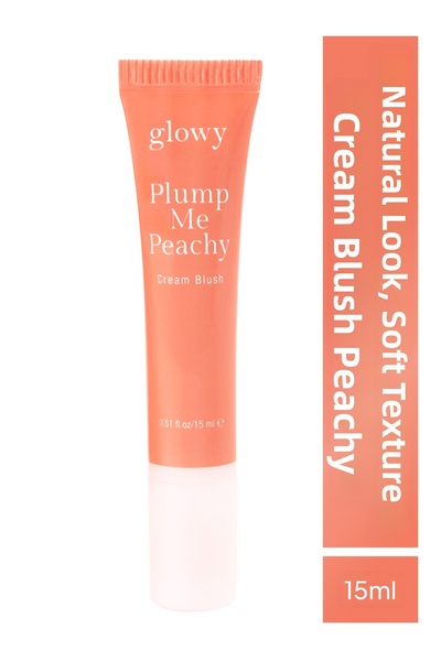 GLOWY Cream Blush Peach Tone Natural Look Soft Texture Plump Me Peachy 15ml