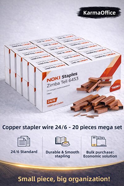 KarmaOfis Copper Staples 24/6 – 20 Pieces Mega Set |   Economical & Professio...