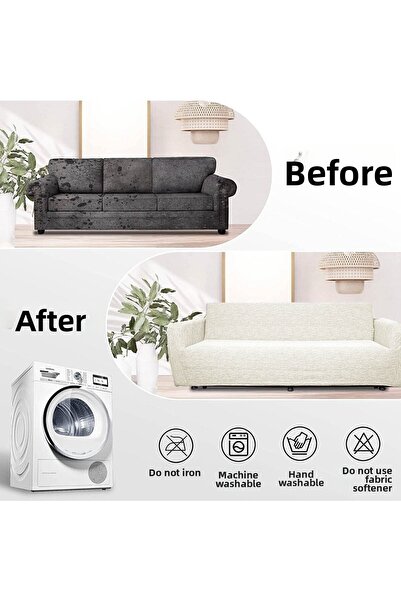 Faiend Bohemian Pattern 3 Seater Sofa Cover Elastic Sofa Cover Sofa Bed Cover |   Sofa Cover Stone-Grey Color