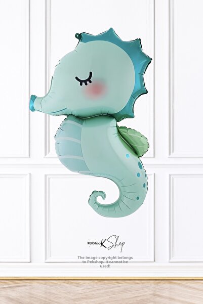 PEKSHOP Retro Green Sea Horse Foil Balloon