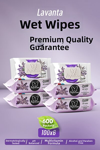 Papilion Premium Lavender Extract Wet Towel - Extra Soft, 100x6 Sheets
