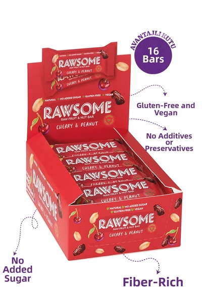 Rawsome 40 جرام من الفواكه والمكسرات - 16 قطعة من الكرز والفول السوداني