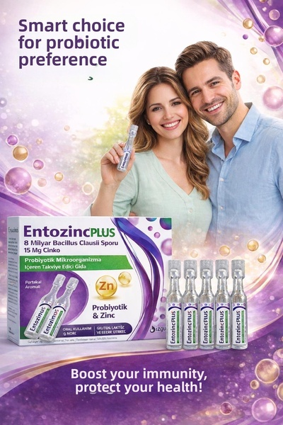 ENTOZİNC إنتوزينك بلس 8 جيجا بروبيوتيك و15 ملغ زنك بنكهة البرتقال 10 قوارير