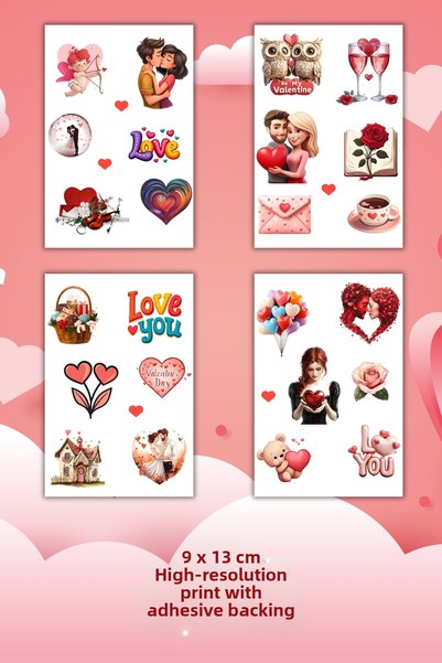 birikiyedi Dear, Love, Valentine's Day 12-Piece Super Sticker Set Suitable for Planner Agenda Bullet Journal