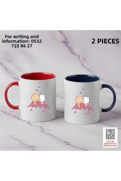 Ceymas Hediyelik Gift Bubu Dudu Couples Coffee Cup Gift Custom Printing (Doub...