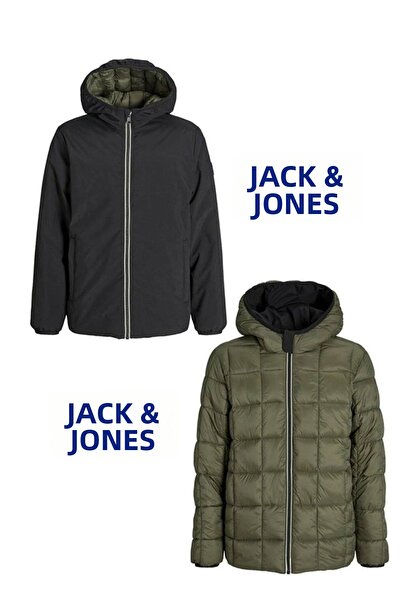 Jack & Jones J&J JJBROOKPAYNE Jachetă parka cu două fețe pentru bărbați, negr...