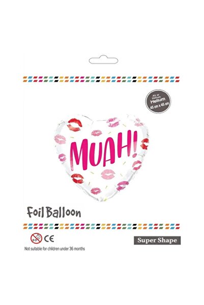 RÖNESANS PARTİ Valentine's Day 18-Inch Heart Muah Foil Balloon