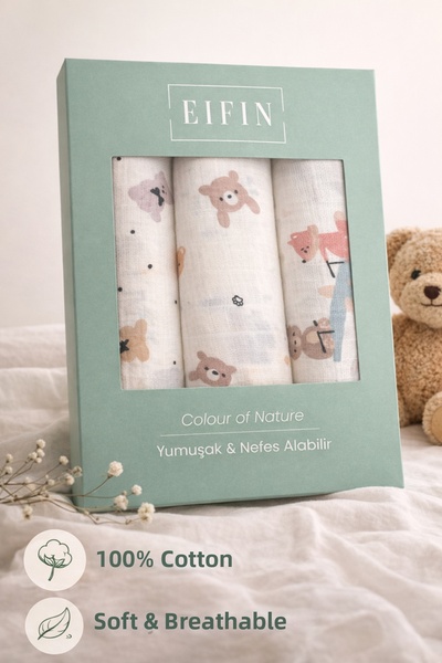 EIFIN Multi-Purpose Muslin Blanket & Blanket Set of 3 100% Cotton Oeko-Tex Ce...