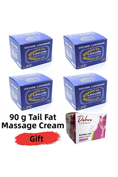 Dehre Lokman Lavjin Massage Cream 70 Gr X 4 Pcs & Tail Oil Massage Cream Gift...