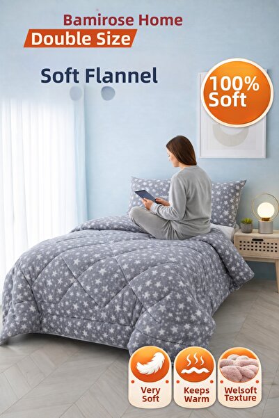 BAMİROSE Pilotă dublă cu două fețe și husă de pernă DIAMOND LUX WELLSOFT, pen...