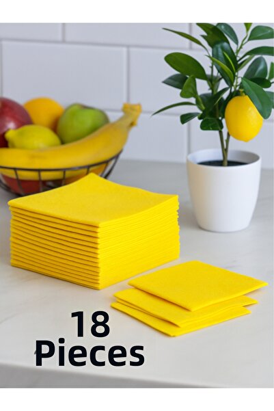 TOPALAKTİCARET 20 Pieces General Kitchen Cloth Yellow Cloth 38 X 40 cm Cleani...