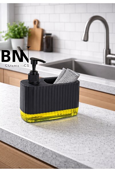 BN Cosmetics Kitchen Countertop Liquid Soap Dispenser and Sponge Holder 2-in-...