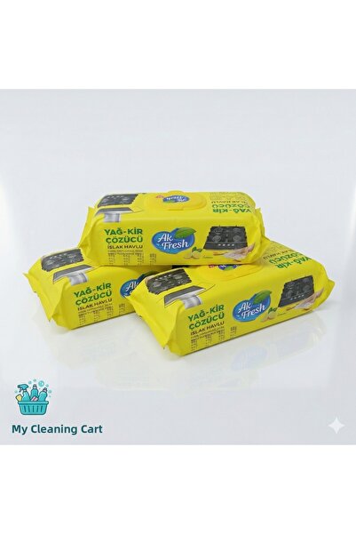 AKFRESH Oil and Dirt Dissolving Wet Towels (3 Pack of 90) - Lemon Scented - O...