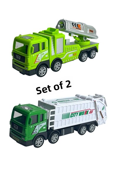 SCOWETTO مجموعة من 2 سيارات خدمات مدينة الألعاب باللون الأبيض