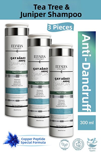 Elysian Essence شامبو شجرة الشاي والعرعر 3 قطع × 300 مل |   عناية بالشعر مضاد...