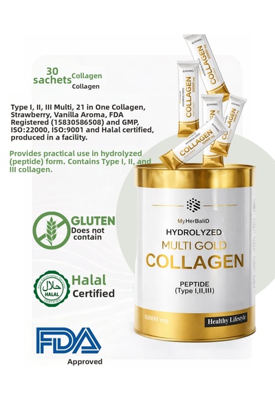 DOĞAL ŞİFA MARKET أروميل هلال معتمد كولاجين ذهبي متعدد متحلل 30 كبسولة 300 جر...