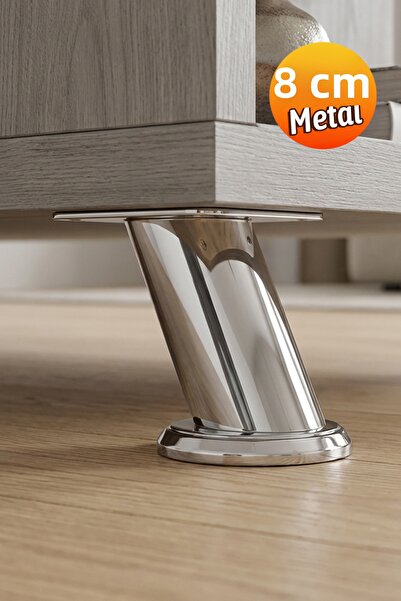 Badem10 Bază din metal cromat reglabilă (8 cm) cu masă, pentru unitate TV, pi...