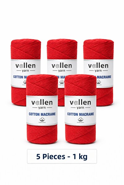 vollen yarn 5 Pcs, 1kg, Premium Cotton Macrame Cord, 2mm Cotton Chain Macrame...